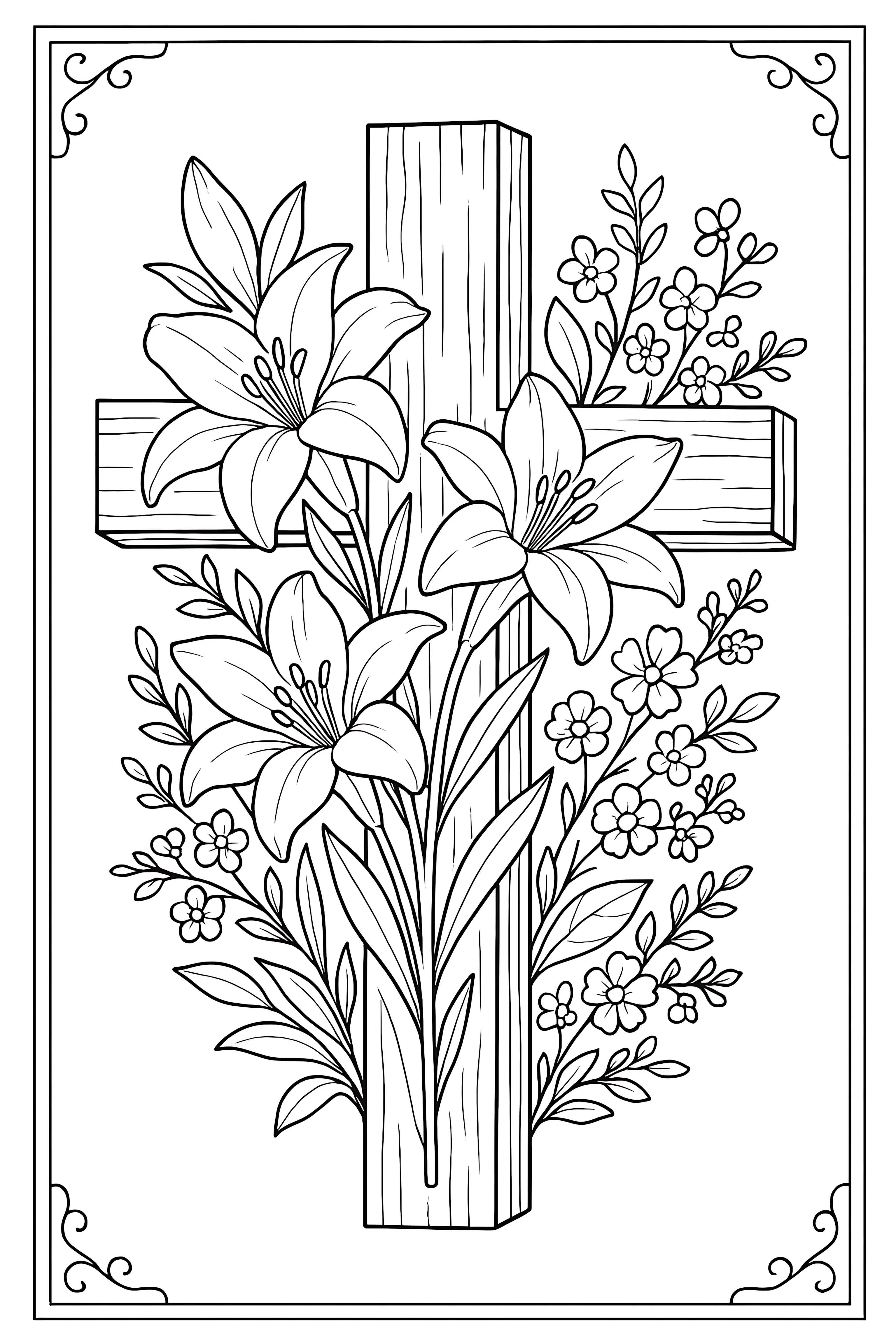 Easter Cross with Lilies